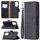 For Xiaomi Redmi Note 10 Pro Litchi Texture Pure Color Horizontal Flip Leather Case with Holder & Card Slots & Wallet & Lanyard(Black) - 1