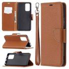 For Xiaomi Redmi Note 10 Pro Litchi Texture Pure Color Horizontal Flip Leather Case with Holder & Card Slots & Wallet & Lanyard(Brown) - 1