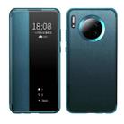 For Huawei Mate 30 Magnetic Side Window View Shockproof Horizontal Flip Leather Smart Case(Cyan) - 1