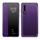 For Huawei P30 Pro Magnetic Side Window View Shockproof Horizontal Flip Leather Smart Case(Purple) - 1