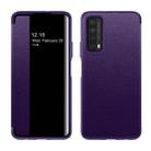 For Huawei P Smart 2021 Magnetic Side Window View Shockproof Horizontal Flip Leather Smart Case(Purple) - 1