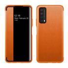 For Huawei P Smart 2021 Magnetic Side Window View Shockproof Horizontal Flip Leather Smart Case(Orange) - 1