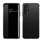 For Huawei P Smart 2021 Magnetic Side Window View Shockproof Horizontal Flip Leather Smart Case(Black) - 1