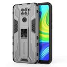 For Xiaomi Redmi Note 9 Supersonic PC + TPU Shock-proof Protective Case with Holder(Gray) - 1