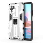 For Xiaomi Redmi Note 10 4G Supersonic PC + TPU Shock-proof Protective Case with Holder(Silver) - 1