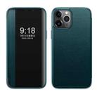 Magnetic Side Window View Shockproof Horizontal Flip Leather Case For iPhone 11(Cyan) - 1