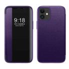 For iPhone 12 mini Magnetic Side Window View Shockproof Horizontal Flip Leather Case (Purple) - 1