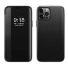 For iPhone 12 / 12 Pro Magnetic Side Window View Shockproof Horizontal Flip Leather Case(Black) - 1