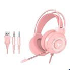 2 PCS G58 Head-Mounted Gaming Wired Headset with Microphone, Cable Length: about 2m, Color:Pink Colorful 3.5mm Version - 1