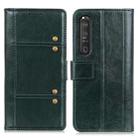 For Sony Xperia 1 III Peas Crazy Horse Texture Horizontal Flip Leather Case with Holder & Card Slots & Wallet(Green) - 1