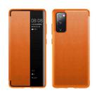 For Samsung Galaxy A02s 166.5mm Magnetic Side Window View Shockproof Horizontal Flip Leather Case(Orange) - 1