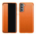 For Samsung Galaxy S21 Ultra 5G Magnetic Side Window View Shockproof Horizontal Flip Leather Case(Orange) - 1