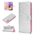 For Samsung Galaxy A32 5G Glitter Powder Horizontal Flip Leather Case with Card Slots & Holder & Photo Frame & Wallet(Silver) - 1