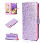 For Samsung Galaxy A32 5G Glitter Powder Horizontal Flip Leather Case with Card Slots & Holder & Photo Frame & Wallet(Purple) - 1