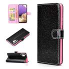 For Samsung Galaxy A32 4G Glitter Powder Horizontal Flip Leather Case with Card Slots & Holder & Photo Frame & Wallet(Black) - 1