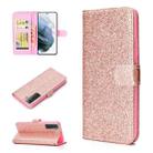 For Samsung Galaxy S21 5G Glitter Powder Horizontal Flip Leather Case with Card Slots & Holder & Photo Frame & Wallet(Rose Gold) - 1