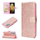 For Samsung Galaxy S21 Ultra 5G Glitter Powder Horizontal Flip Leather Case with Card Slots & Holder & Photo Frame & Wallet(Rose Gold) - 1