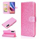 For Xiaomi Redmi K40 Glitter Powder Horizontal Flip Leather Case with Card Slots & Holder & Photo Frame & Wallet(Pink) - 1