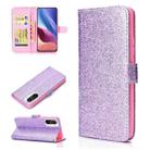 For Xiaomi Redmi Note 10 Glitter Powder Horizontal Flip Leather Case with Card Slots & Holder & Photo Frame & Wallet(Purple) - 1
