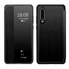 For Huawei P30 Magnetic Side Window View Shockproof Horizontal Flip Leather Smart Case(Black) - 1