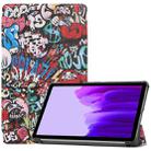 For Samsung Galaxy Tab A7 Lite T225 Colored Drawing Pattern Horizontal Flip Leather Case with Three-folding Holder(Graffiti) - 1