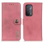 For OPPO A93 5G / A54 5G / A74 5G KHAZNEH Cowhide Texture Horizontal Flip Leather Case with Holder & Card Slots & Wallet(Pink) - 1