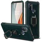 For OnePlus Nord N100 Carbon Fiber Protective Case with 360 Degree Rotating Ring Holder(Green) - 1