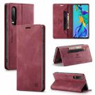 For Huawei P30 AutSpace A01 Retro Skin-feel Crazy Horse Texture Horizontal Flip Leather Case with Holder & Card Slots & Wallet & RFID(Wine Red) - 1