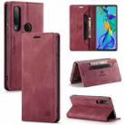 For Huawei P30 Lite AutSpace A01 Retro Skin-feel Crazy Horse Texture Horizontal Flip Leather Case with Holder & Card Slots & Wallet & RFID(Wine Red) - 1