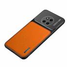 For Huawei Mate 20 Pro Frosted Metal + Leather Texture Protective Case (Orange) - 1