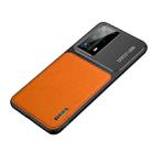 For Huawei P40 Frosted Metal + Leather Texture Protective Case (Orange) - 1