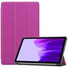 For Samsung Galaxy Tab A7 Lite T225 Custer Pattern Pure Color Horizontal Flip Leather Case with Three-folding Holder(Purple) - 1