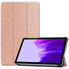 For Samsung Galaxy Tab A7 Lite T225 Custer Pattern Pure Color Horizontal Flip Leather Case with Three-folding Holder(Rose Gold) - 1