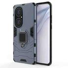For Huawei P50 Pro PC + TPU Shockproof Protective Case with Magnetic Ring Holder(Navy Blue) - 1