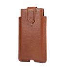 Universal Cow Leather Vertical Mobile Phone Leather Case Waist Bag For 6.7 inch and Below Phones(Brown) - 1