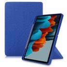 For Samsung Galaxy Tab S7 FE T730 / T735 / Tab S7+ / T970 / T975 Cloth Texture Multi-folding Leather Tablet Case with Holder & Sleep / Wake-up (Blue) - 1