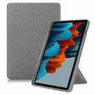 For Samsung Galaxy Tab S8 / Galaxy Tab S7 T870 Cloth Texture Multi-folding Horizontal Flip PU Leather Shockproof Case with Holder & Sleep / Wake-up Function(Grey) - 1