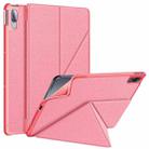 For Lenovo Tab P11 Pro  TB-706F Cloth Texture Multi-folding Horizontal Flip PU Leather Shockproof Case with Holder & Sleep / Wake-up Function(Pink) - 1