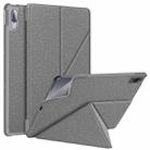 For Lenovo Tab P11 Pro  TB-706F Cloth Texture Multi-folding Horizontal Flip PU Leather Shockproof Case with Holder & Sleep / Wake-up Function(Grey) - 1