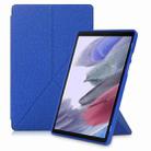 For Samsung Galaxy Tab A7 10.4 2020 T500 Cloth Texture Multi-folding Horizontal Flip PU Leather Shockproof Case with Holder & Sleep / Wake-up Function(Blue) - 1