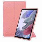 For Samsung Galaxy Tab A7 10.4 2020 T500 Cloth Texture Multi-folding Horizontal Flip PU Leather Shockproof Case with Holder & Sleep / Wake-up Function(Pink) - 1