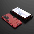 For Huawei P50 Pro PC + TPU Shockproof Protective Case with Holder(Red) - 6