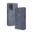 For OPPO A54 4G Magnetic Buckle Retro Crazy Horse Texture Horizontal Flip Leather Case with Holder & Card Slots & Photo Frame(Blue) - 1