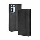 For OPPO Find X3 Lite / Reno5 5G Magnetic Buckle Retro Crazy Horse Texture Horizontal Flip Leather Case with Holder & Card Slots & Photo Frame(Black) - 1