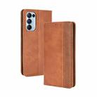 For OPPO Find X3 Lite / Reno5 5G Magnetic Buckle Retro Crazy Horse Texture Horizontal Flip Leather Case with Holder & Card Slots & Photo Frame(Brown) - 1