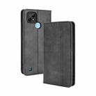 For OPPO Realme C21 Magnetic Buckle Retro Crazy Horse Texture Horizontal Flip Leather Case with Holder & Card Slots & Photo Frame(Black) - 1