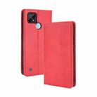 For OPPO Realme C21 Magnetic Buckle Retro Crazy Horse Texture Horizontal Flip Leather Case with Holder & Card Slots & Photo Frame(Red) - 1