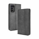 For OPPO Reno5 4G Magnetic Buckle Retro Crazy Horse Texture Horizontal Flip Leather Case with Holder & Card Slots & Photo Frame(Black) - 1