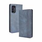 For OPPO Reno5 4G Magnetic Buckle Retro Crazy Horse Texture Horizontal Flip Leather Case with Holder & Card Slots & Photo Frame(Blue) - 1