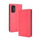 For OPPO Reno5 4G Magnetic Buckle Retro Crazy Horse Texture Horizontal Flip Leather Case with Holder & Card Slots & Photo Frame(Red) - 1